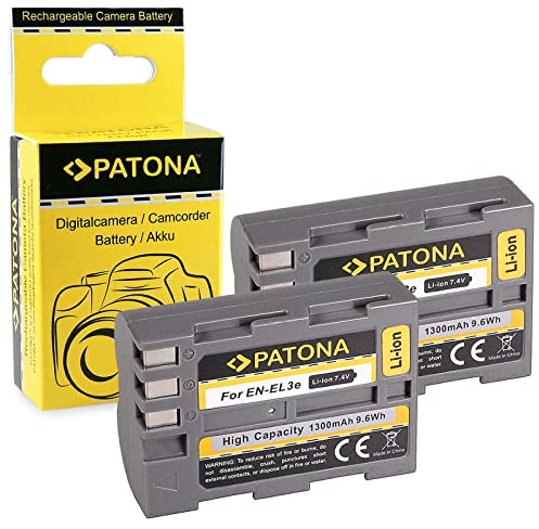 PATONA 2X EN-EL3E Batterie 1300mAh Compatible avec Nikon D40 D40x D50 D60 D70 D70s D80 D90 D100 D200 D300 D300S D700 D900 D3000 D5000 Batterie de Rechange pour Les modèles en EL3E ENEL3E en EL 3E