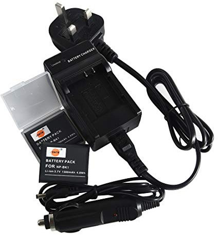 DSTE 2x NP-BK1 Rechargeable Li-ion Battery + DC16U Travel and Car Charger Compatible with Sony Bloggie MHS-CM5 MHS-PM5 Cyber-shot DSC-S950 DSC-S980 DSC-W180 DSC-W190 DSC-W370 Webbie MHS-PM1 Camera