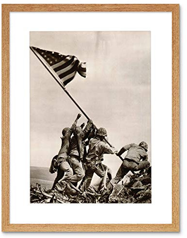 The Art Stop WAR WWII IWO JIMA STARS STRIPES FLAG PROPAGANDA FRAMED PRINT PICTURE F12X1916
