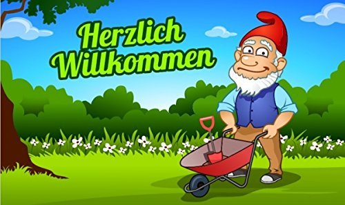 U24 Flagge Fahne Herzlich Willkommen Gartenzwerg 90 x 150 cm