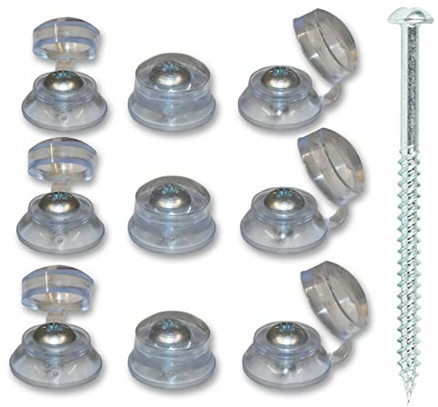 50, 2.5 (60mm) Corrugated PAN Head Roofing Screws & 50 Clear Strap CAPS for Clear Sheets