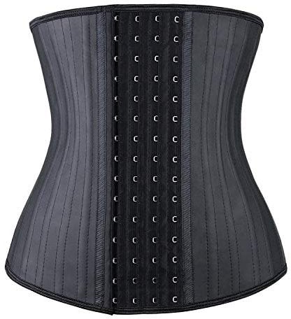 YIANNA Waist Trainer for Women Latex Underbust Waist Corsets Cincher Hourglass Body Shaper 4 Hooks, Black 25 Steed Bones, S