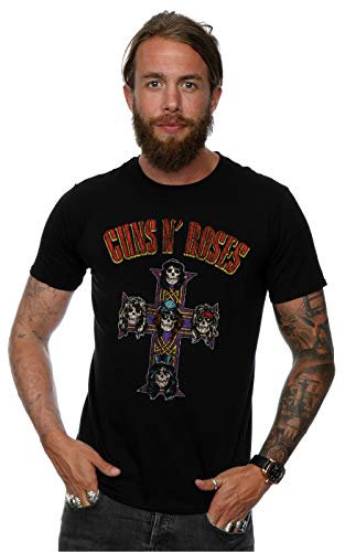 Absolute Cult Guns N Roses Men's Vintage Skull T-Shirt Black Large