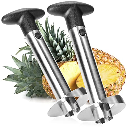 com-four® 2x Ananas-Schneider 3 in 1 - Ananas Schäler aus Edelstahl, spülmaschinengeeignet - Ananas-Entkerner - Ananas Corer mit scharfer Klinge (02 Stück - Ananasschneider)