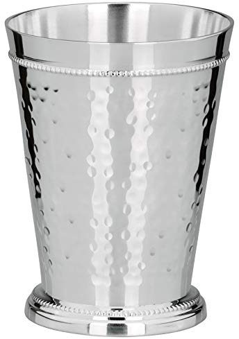 versilberter Schnapsbecher Ø 10 cm - großer Silberbecher gehämmertes Design - 14 cm hoher silberner Trinkbecher ideal für Partys, Feiern, Hochzeiten, Jubiläen oder Silvester