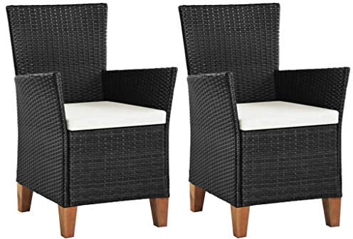vidaXL 2X Gartenstuhl Poly Rattan Schwarz Essstuhl Stuhl Sessel Gartensessel