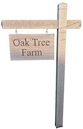 Personalised Swing/hanging Oak House Sign, Carved, Custom Engraved Post Outdoor Wooden Name Plaque
