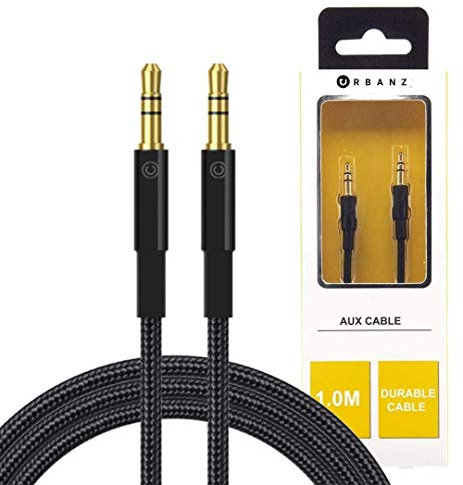 Urbanz INC-35P/P-1-BK Braided Cord 3.5mm Audio Cable 1M - Black (5060201146599)
