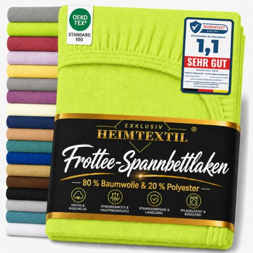 EXKLUSIV HEIMTEXTIL Frottee Spannbettlaken Doppelpack 180-200 x 200 cm 80% Baumwolle, 20% Polyester Öko - Tex Zertifiziert, Markenqualität, Matratzenhöhe bis 25 cm, Apfelgrün