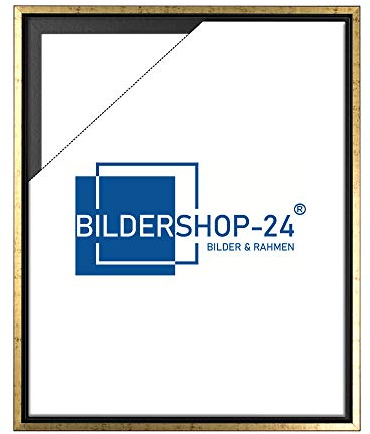 Bildershop-24 Schattenfugenrahmen mit Schattenfuge Lemgo Rahmen für Keilrahmenbilder und Leinwände 15 X 15cm Schwarz Goldglanz Antik
