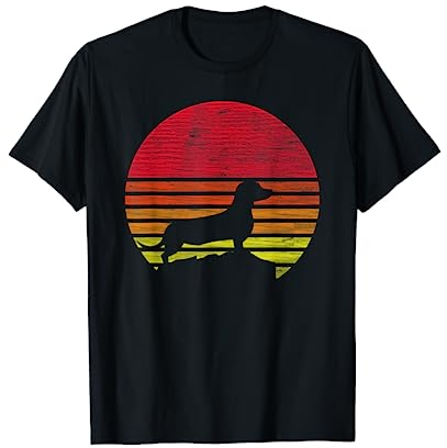Dackel Geschenke & Kleidung Retro Dackel Silhouette T-Shirt - Unisex, Schwarz, S