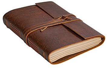 HLC leder-notizbuch 15,2 x 20,3 cm vintage-tagebuch mit ledereinband, handgefertigt, rustikales finish, buch für männer und frauen, ungefüttertes leder-bastelpapier, 300 seiten, leder-notizblock