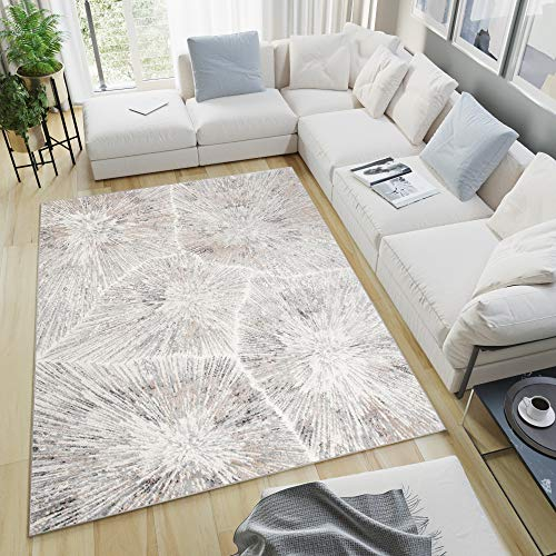 TAPISO Valley Teppich Kurzflor Grau Beige Creme Feuerwerk Motiv Mehrfarbig Meliert Abstrakt Modern Wohnzimmer Schlafzimmer ÖKO-TEX 200 x 300 cm