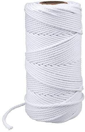 KINGLAKE 4mm Kordel Weiß,100M Baumwollschnur,Bastelschnur,Baumwollgarn Dünn,String Für Backen,Kochen in der Küche,DIY Basteln,Weihnachtsgeschen Kverpackung,Deko