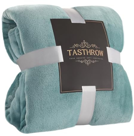 TASTHROW Große Flanell-Fleece-Überwurfdecke, 127 x 178 cm, gemütliche, leichte, Dicke Decke, für alle Jahreszeiten, geeignet für Damen, Herren und Kinder (2er-Pack, Blaugrün)