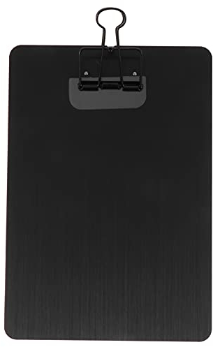 STOBOK Klemmbrett A5 Edelstahl Schreibbrett Pad Halter Clipboard Zwischenablage Menü Schreibblock Büro Organizer mit Metallclip Aufhängeose für Büro Business Schule Labor Restaurant Schwarz