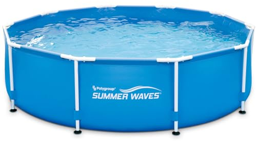 Summer Waves Piscina de Suelo Redonda de 3,05 x 0,76 m, práctica y fácil de Instalar, Materiales de Estructura y Liner robustos, Relleno con Manguera, Incluye Bomba filtrante de Cartucho