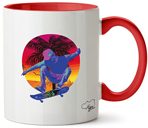 Hippowarehouse Skateboarder Palm Trees Printed Mug Various Colour Options Ceramic Cup Kitchenware 11oz