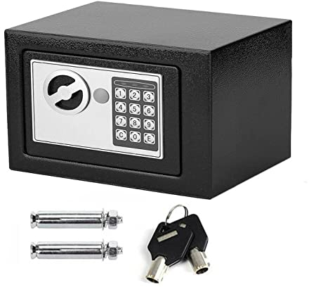 Schranktresore Geld-Safe Massiver Stahl Elektronischer Passwort-Sicherheits-Safe mit Schloss-Schlüssel Hotel-Safe für Home Office Geld-Bargeld-Tresor Wand-Safe (8,5L, Schwarz)