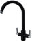 Hapilife Black and Chrome Kitchen Mixer Taps 1 Hole Dual Lever 360 Swivel Spout Monobloc Kitchen Sink Taps Mixer Stainless Steel Faucet