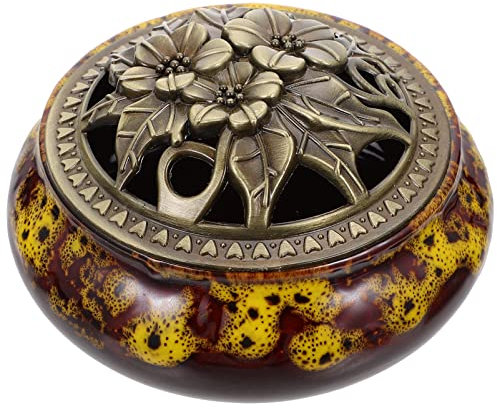 HEALLILY Keramik Räuchergefäß Kegel Kleben Censer Halter Aschfänger Aromatherapie Diffusor Brenner Verzierung für Duft Yoga Meditation Farbe Home Tabelle 4