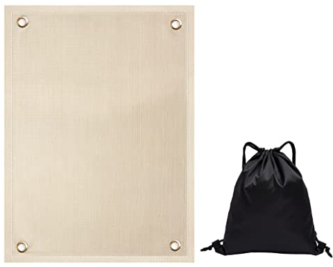 Heavyoff Feuerfeste Unterlage Hitzebeständige Feuerschale Matte Feuerfeste BBQ Grills Matte Splatter Protector Pad für Boden,Terrasse,Rasen,Camping,Deckschutz, Beige, 60x60cm