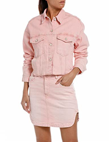 REPLAY Giacca in Jeans Donna in Denim Comfort, Rosa (Blush Pink 166), M
