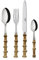 Sabre Paris Juego de cubiertos de mesa de 4 piezas Panda, color madera clara. Incluye cuchillo, tenedor, cucharada y cuchara pequeña de acero inoxidable, mango de bambú genuino.