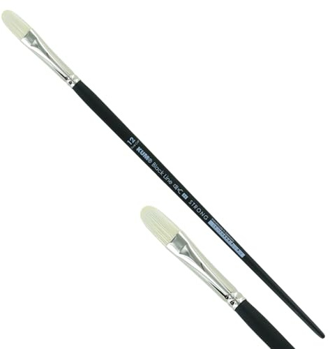 KUM - Acryl- und Ölpinsel Black Line Katzenzunge Größe 12 | Malpinsel für Künstler, Künstlerbedarf für Acrylmalerei und Ölmalerei