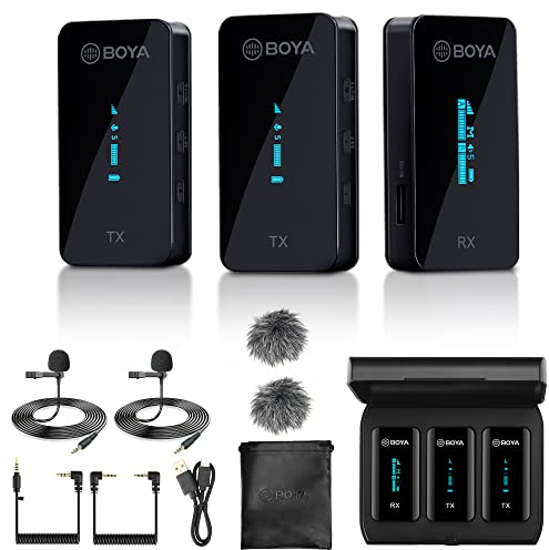 Dual Wireless microphone, BOYA BY-XM6 K2 With Charging Case Professional Lapel Mic with 2 Transmitters for Cameras Camcorders Smartphones Vlog YouTube TikTok Live Stream Video Recording