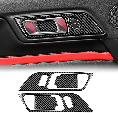 KUNGKIC Kohlefaser Auto Tür Innengriff Tür Schüssel Abdeckung Dekorativ Aufkleber Compatible with Ford Mustang GT 2015-2022 Türklinke Innenraum Zubehör Typ A
