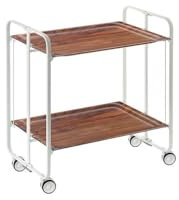 DON HIERRO - Servierwagen weiß, klappbar, 2 Böden. Rollwagen Bauhaus-Zedernholz