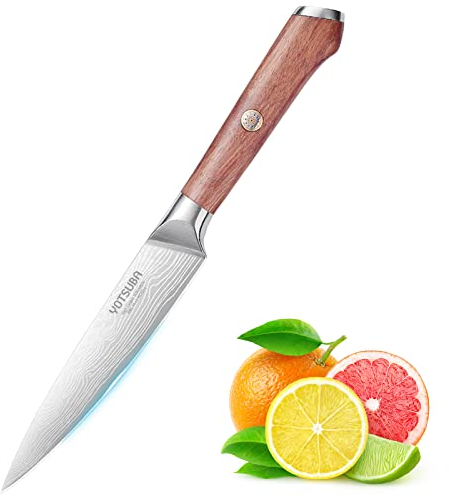 YOTSUBA Couteau Universel de Cuisine, 12,7 cm, Petit Couteau de Chef Pour Hacher, Couper, éplucher et Découper Les Fruits et Légumes, Acier Dur Allemand, Couteau de Table Tranchant