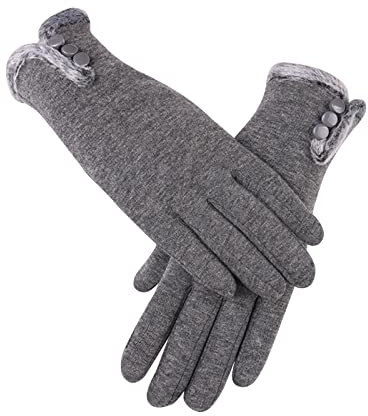 Vasreyy Wollhandschuhe Damen Handschuhe Damen Fingerhandschuhe Dünne Handschuhe Pulswärmer Damen Handstulpen Warm Touchscreen Handschuhe mit Fleece Gefütterte Thermo Winterhandschuhe mit Knöpfen