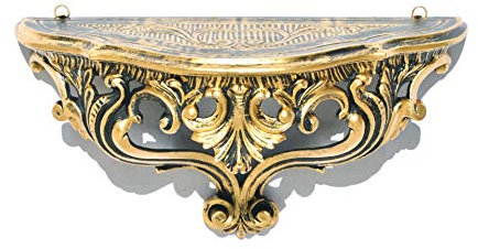 LIGUORO SHOP Regal im venezianischen Barock-Stil, Konsole, Vintage, Shabby Chic, 38,5 x 20 x 15,5 cm (Schwarz/Gold)