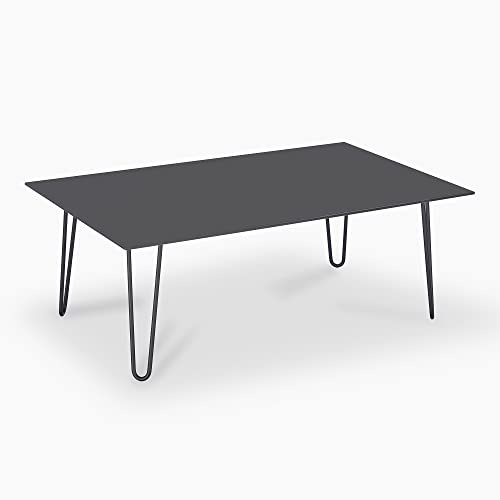 janEven FlairLine Couchtisch Beistelltisch – Design Sofatisch modern, Wohnzimmer Tisch Hairpin skandinavisch, Made in Gemany (Anthrazit, 70 x 115 cm)