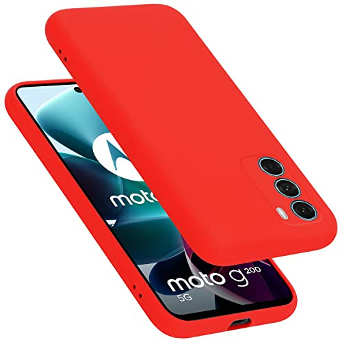 Cadorabo Hülle kompatibel mit Motorola Moto G200 5G Hülle Silikon Handyhülle für Moto G200 5G Case aus flüssigem Silikon- Kratzfeste und stoßfeste dünne TPU Schutzhülle - Liquid ROT