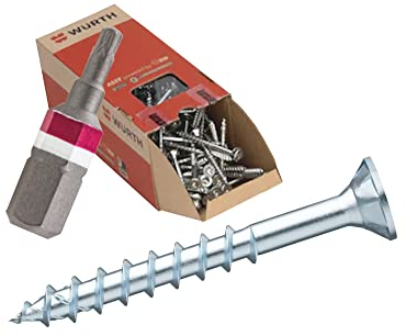 Holzschraube ASSY | CS Stahl verzinkt | 6 x 220 Teilgewinde | Senkkopf RW | 100 Stück mit BIT