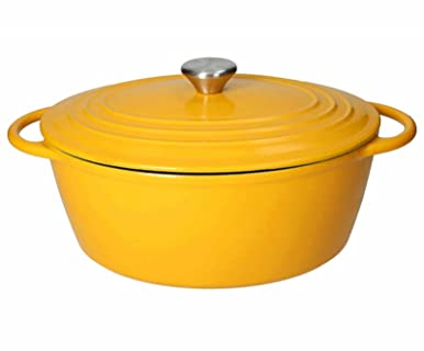 Brandani 52575 CASSERUOLA COCOTTE OVALE GIALLA GHISA SMALTATA CAPACITA' 5 LT, cm 29x23,5x12,5h, kg 4,9