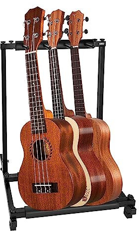 Youyijia 3-Fach Gitarrenständer Faltbar Tragbar Multistand Gitarrenstativ Multi-Gitarrenständer 3 Halterungen Polsterung für Akustikgitarre Westerngitarre E-Gitarren
