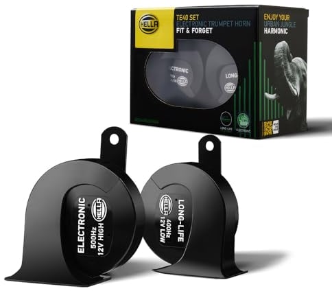 HELLA Fanfare - eLONG-LIFE HORN TE40 SET - 12V - 112dB(A) - Frequenzbereich von: 400Hz - Frequenzbereich bis: 500Hz - Hochton/Tiefton - elektrisch - Gehäusefarbe: schwarz - Menge: 2 - 3FH 007 728-981