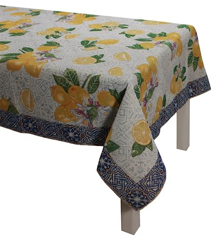 Viterbo Biancheria Copritavolo Tovaglia Runner Striscia Coppia Cuscini Arredo Limoni Frutta in Gobelin Jacquard Made in Italy (Tovaglia 140x240Cm (7619))
