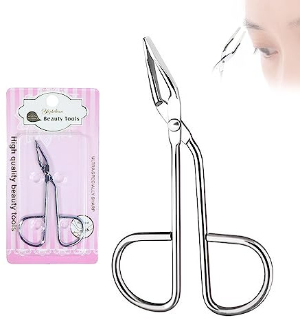 Pince à épiler professionnelle en acier inoxydable avec poignée en forme de ciseaux inclinée et plate pour homme et femme (argenté)