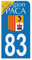 HADEXIA Aufkleber für Nummernschild, Motorrad, Département 83, Region PACA