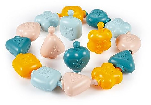 Ecoiffier- Cadena de Piezas Encajables con Formas y Texturas Diferentes, Colores Pastel, Motricidad fina, Para Niños Niñas a Partir de los 6 Meses (7600007912)