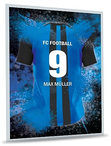 GRAVURZEILE Fußball Bild auf Acrylglas - Fussball Fanartikel Foto Trikot mit Name Nummer & Verein - Personalisierte Geschenke für Männer und Jungen - Geschenk für Ihn - Hamburg Trikot - 20 x 30 cm