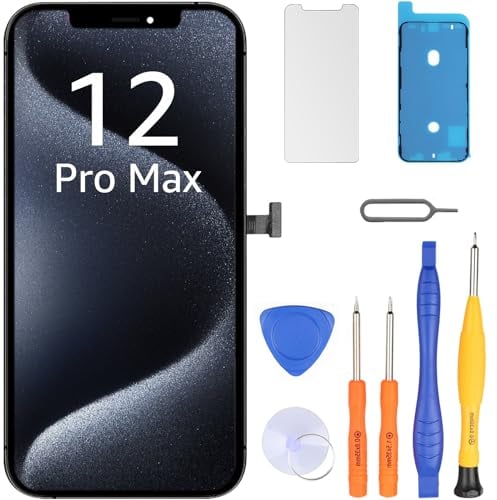 LL TRADER Screen Replacement for iPhone 12 Pro Max 6.7 LCD Retina FHD Display COF Touch Screen Digitiser with Repair Tool Kits, Waterproof Tape and Screen Protoctor (Truetone programable)