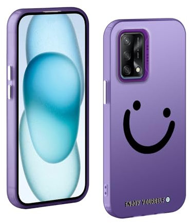 TAUYN Hülle für Oppo A74 4G, PC Stoßfest Ultra Dünn Schutzhülle, Iächelndes Gesicht Muster Design Handyhülle, Purpur