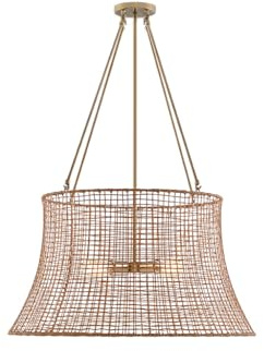 Savoy House 7-6192-4-171 Longleaf Bohemian Modern Vintage Rattan Resin Outdoor Chandelier, 4-Light 240 Total Watts, 40 H x 28 W, Burnished Brass