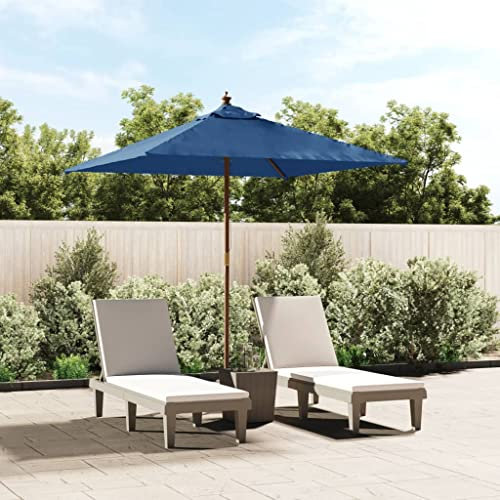 BaraSh Parasol de Jardin avec mât en Bois Bleu azuré 198x198x231 cm,Pied De Parasol,Parasol avec Pied Inclus,Parasol Balcon